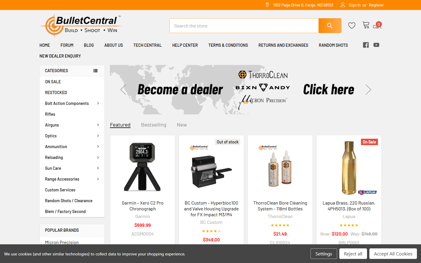 Bullet Central website screenshot