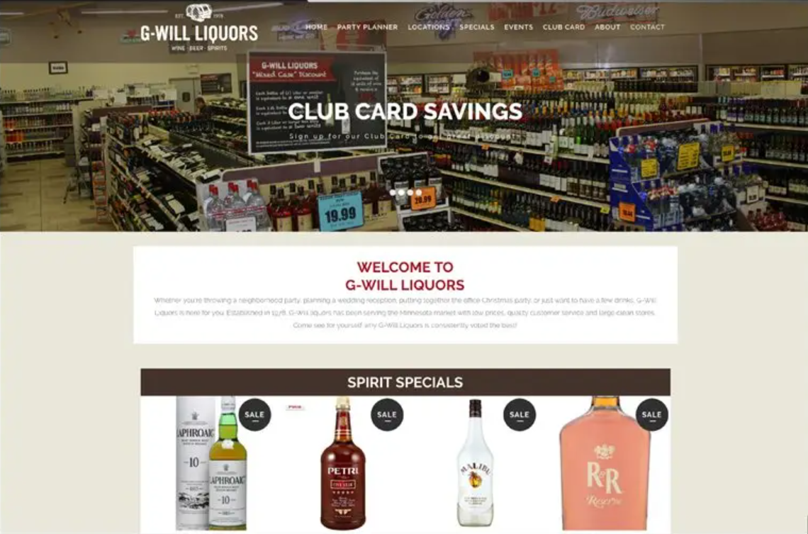 G-Will Liquors website screenshot