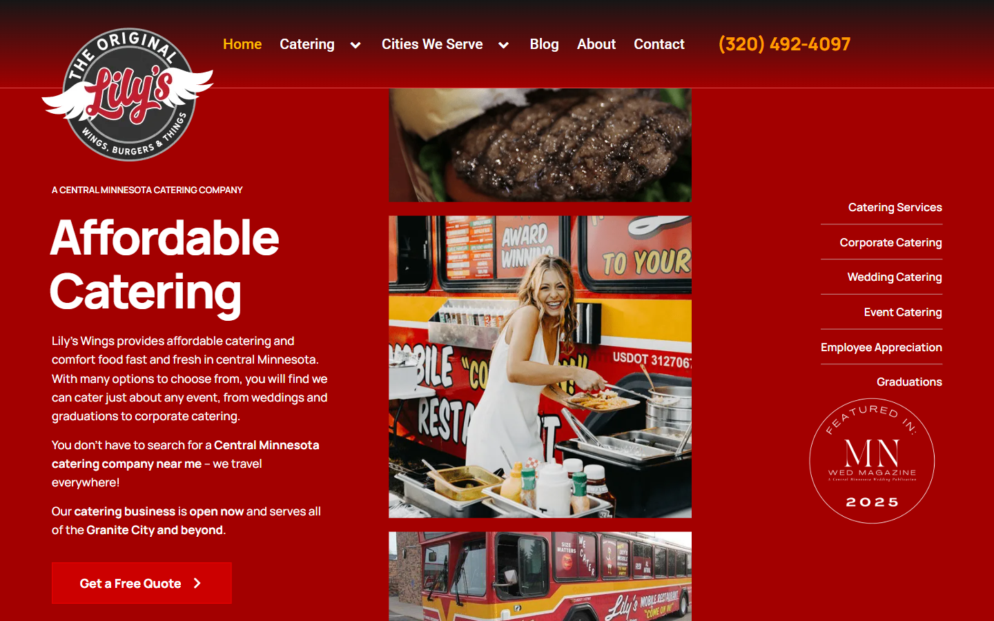Lily's Wings website screenshot